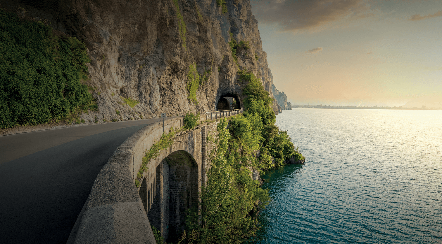 Italian coastal road background